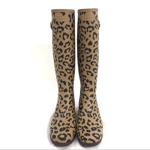 Hunter | Tall Animal Print Tan Hunter Rain Boots